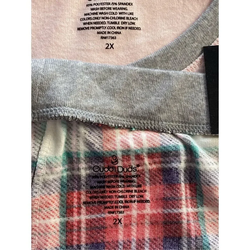 Cuddl Duds Women’s 2X 3-pc. Knit Long Sleeve Pajama Top, Banded Bottom Pajama Pa - Picture 4 of 6